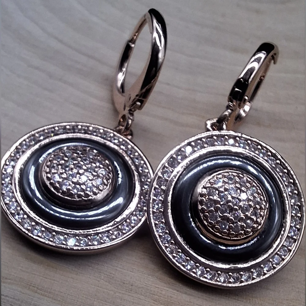 Luxe Gold-Plated Pavé Circle Drop Earrings